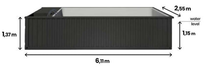 Gebrauchsfertiger Containerpool 6,2 m x 2,5 m, Komfortpaket