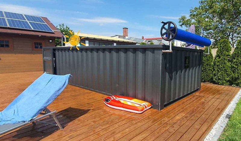 Gebrauchsfertiger Containerpool 6,2 m x 2,5 m, Komfortpaket